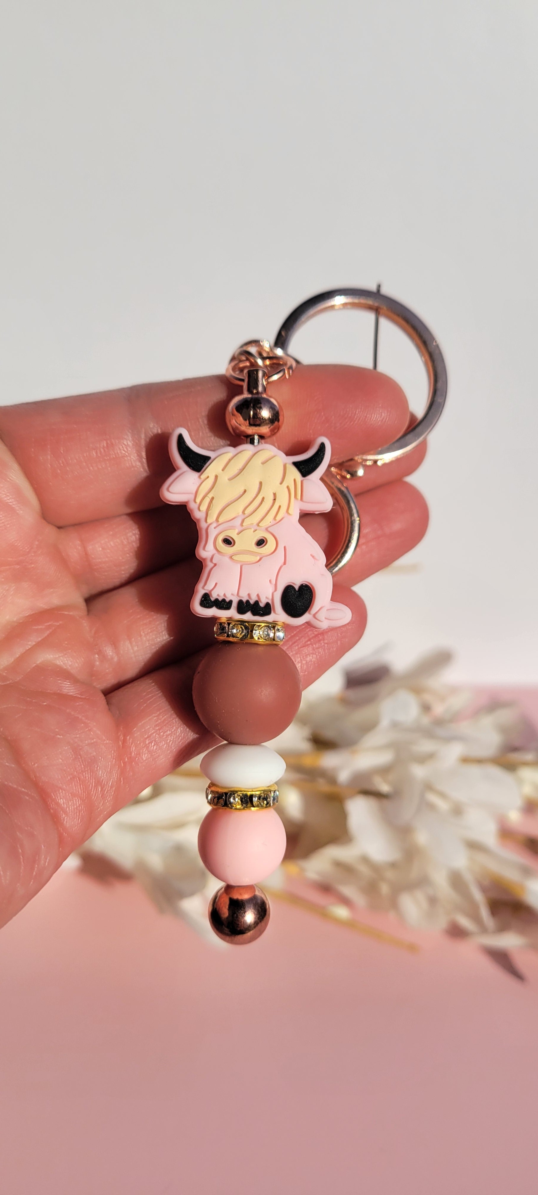 The "Blushing Bovine" Artisan Cow Keychain