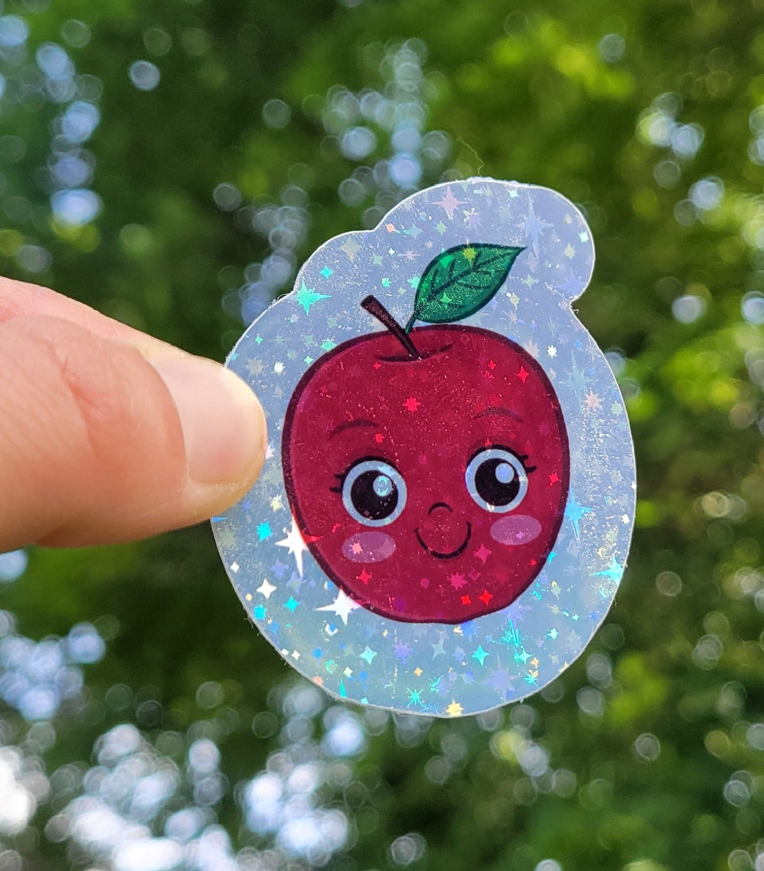 Smiley Fruit Die-Cut Holographic Sticker