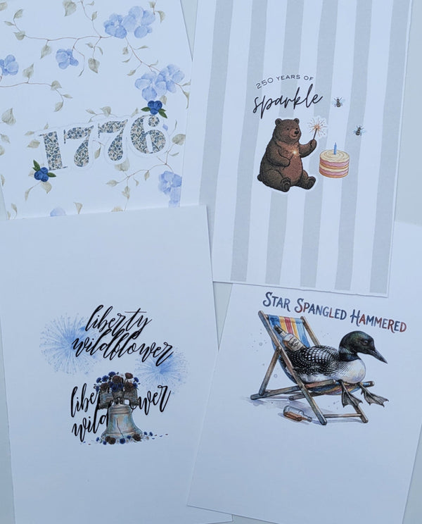 4x6 Whimsy 4th of July Postcards
