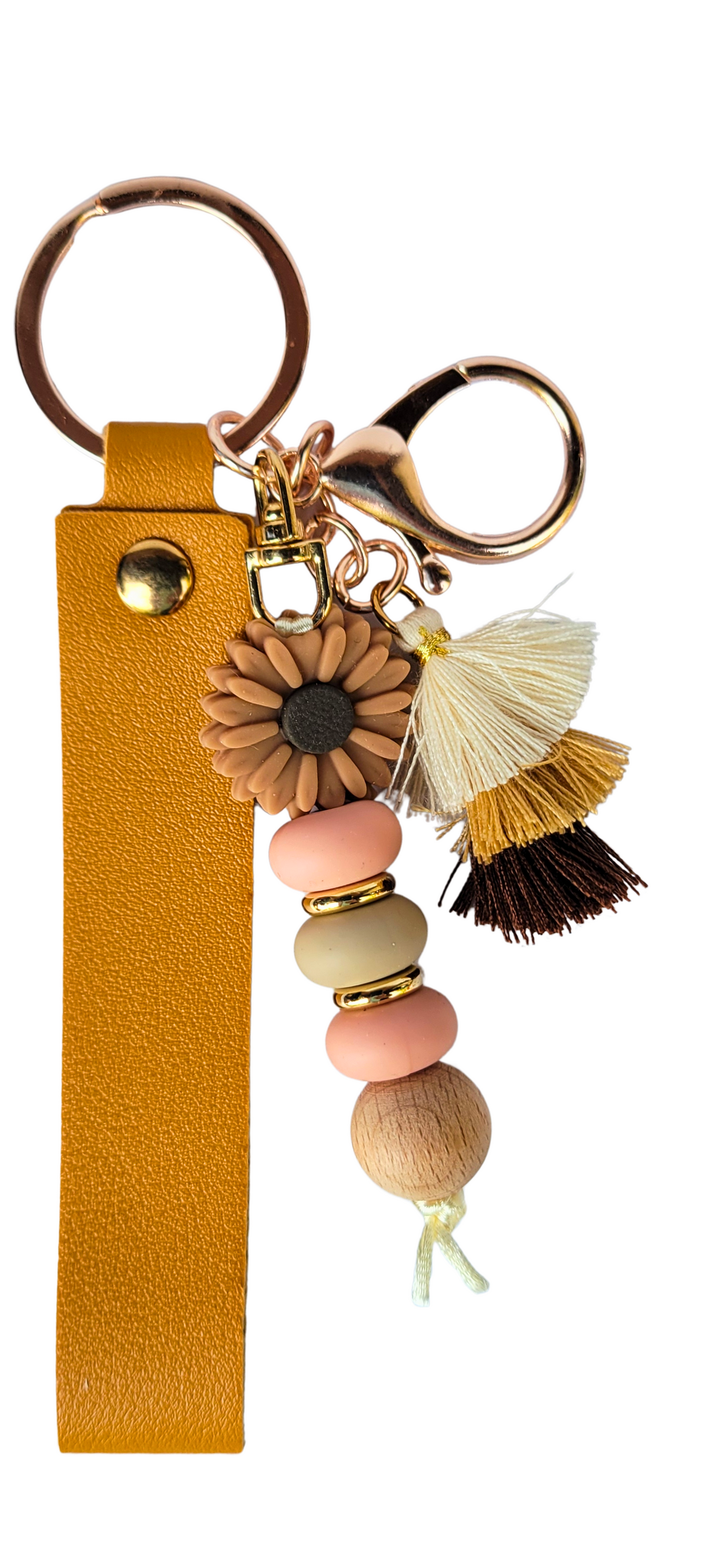 Golden Meadow Beaded Wristlet Keychain