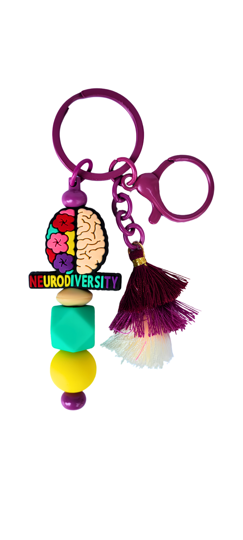 Neurodiversity Floral Brain Silicone Keychain