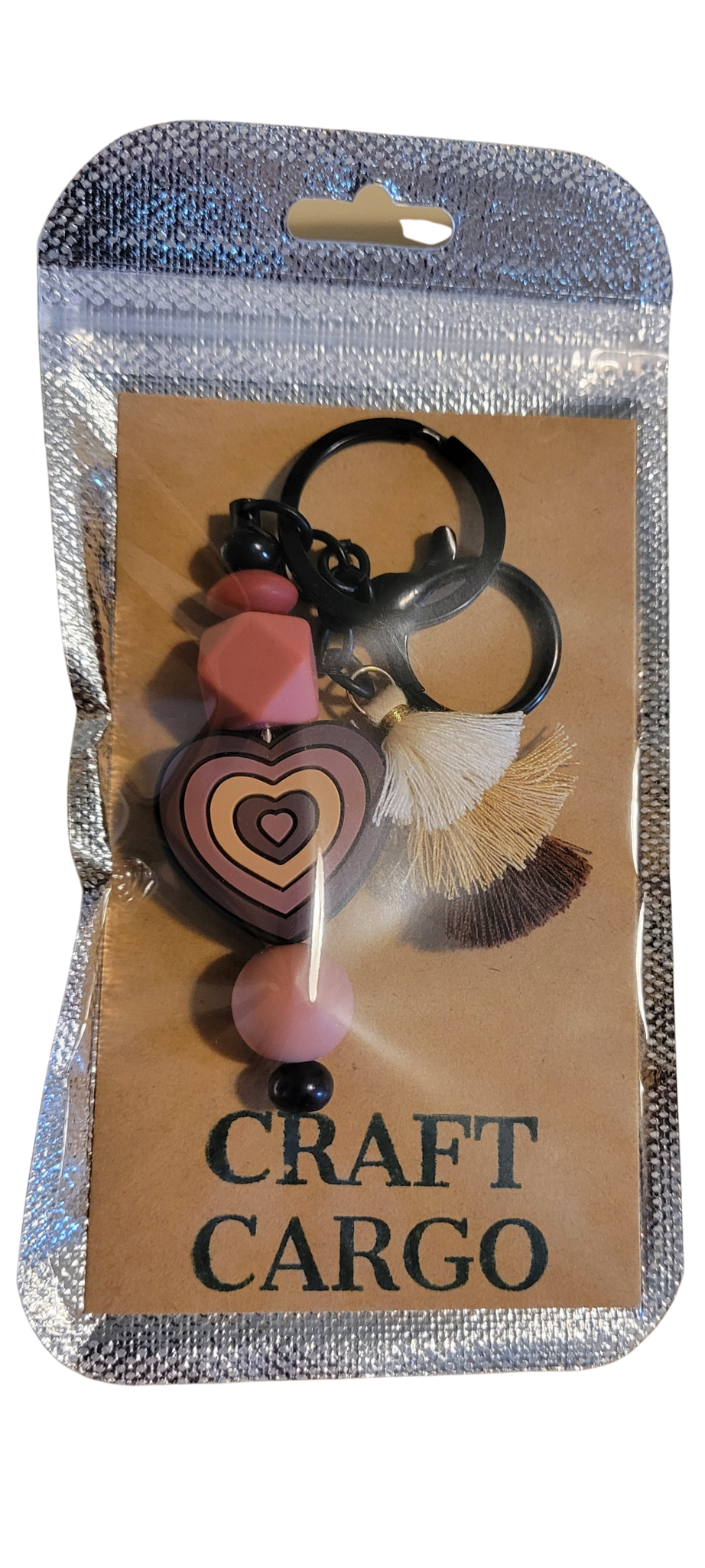 Retro Sunset Heart Silicone Keychain