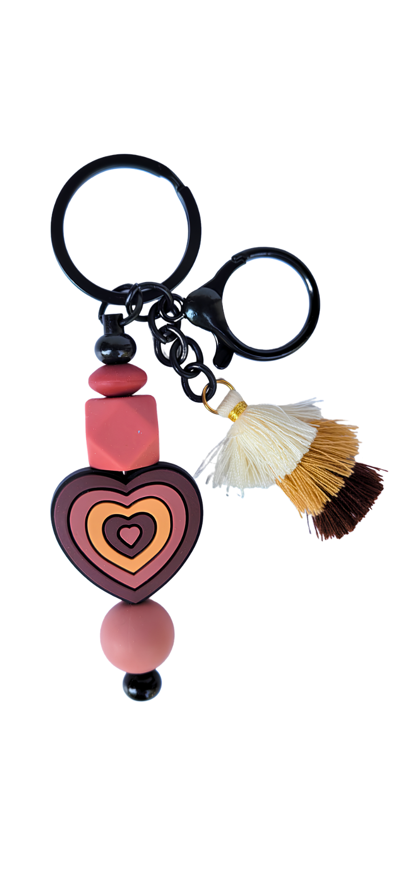 Retro Sunset Heart Silicone Keychain